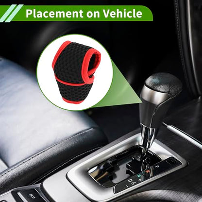 Universal Gear Shift Knob Cover Stick Shifting Handle Protector Automotive Manual Fabric 1 Pc Anti-Slip Black Red - color: Black Red