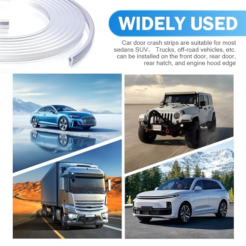 Automotive Door Entry Guard, 16.4Ft No Glue Transparent Car Door Edge Protector Strip, Anti-Miso Rubber Edge Trim for Cars, Trucks, SUVs, ATVs (White)