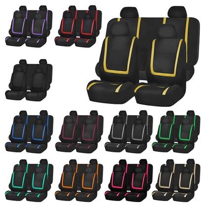 FH Group Car Seat Covers Rear Set Cloth - Car Seat Covers with Removable Headrest,Universal Fit,Automotive SeatCovers,Washable Car SeatCover for SUV,Sedan,Van Blue - color: Blue, size: Rear Set