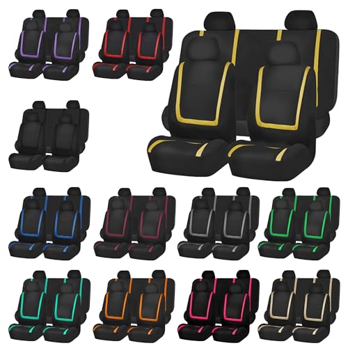 FH Group Car Seat Covers Rear Set Cloth - Car Seat Covers with Removable Headrest,Universal Fit,Automotive SeatCovers,Washable Car SeatCover for SUV,Sedan,Van Mint - color: Mint, size: Rear Set