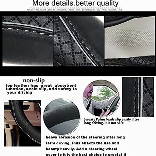 Gomass Car Steering Wheel Cover, Anti-Slip, Safety, Soft, Breathable, Heavy Duty, Thick, Full Surround, Sports Style (Black with Gray Line) - color: Black With Gray Line