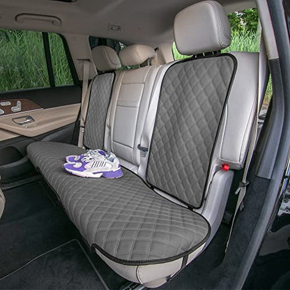 FH Group Car Seat Cushion Rear Set Faux Leather Automotive Seat Cushions - Universal Fit, Rear Car Seat Cushion, Car Seat Cushions With Non-slip Silicone Backing for SUV, Sedan, Van Gray