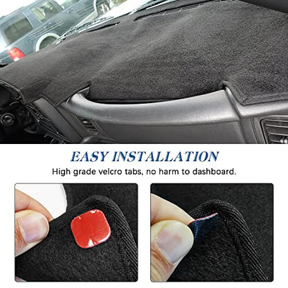 Dashboard Cover Mat Compatible with 1999-2006 Chevy Silverado/GMC Sierra,2000-2006 GMC Yukon XL/Chevy Tahoe Suburban Avalanche Dash Cover Mat Carpet Premium,Black - size: 1999-2006 Chevy and GMC