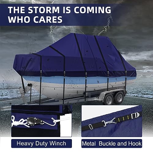 900D T Top Boat Cover -Heavy Duty Waterproof Trailerable Center Console Boat Cover fits for Beam Width Up to 106", Navy - color: navy, size: 18-20' Long (Beam Width Up to 102")