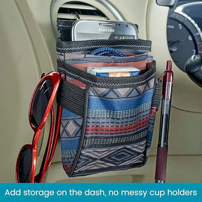 High Road DriverPockets Car Phone Holder Air Vent Pouch and Front Seat Organizer with 3 Pockets, Hanging Hooks and Charging Port (Southwest) - color: Southwest