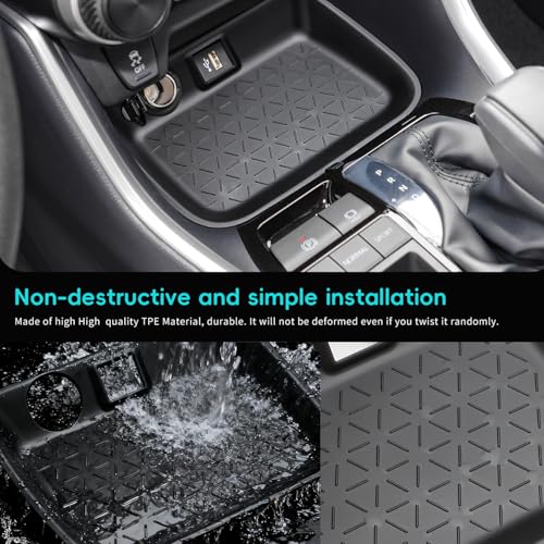 auovo Passenger Storage Organizer Mat Compatible with Toyota RAV4 Accessories 2025 2024 2023 2022 2021 2020 2019 RAV-4 Drivers Side Cubby Organizer Passenger Glove Box Organizer Tray (3PCS)