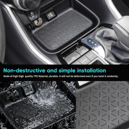 auovo Passenger Storage Organizer Mat Compatible with Toyota RAV4 Accessories 2025 2024 2023 2022 2021 2020 2019 RAV-4 Drivers Side Cubby Organizer Passenger Glove Box Organizer Tray (3PCS)