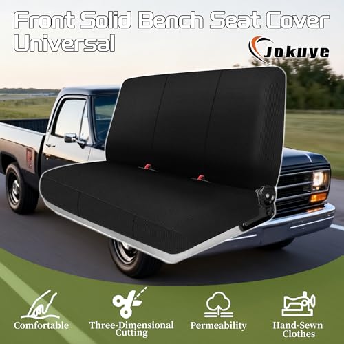 Jokuye Skin-Friendly Corduroy Fabric Truck Bench Seat Cover Universal Fit for Ford Chevrolet Dodge Full Size Pickup Trucks, with Storage Pockets - Black - color: Black, size: Corduroy