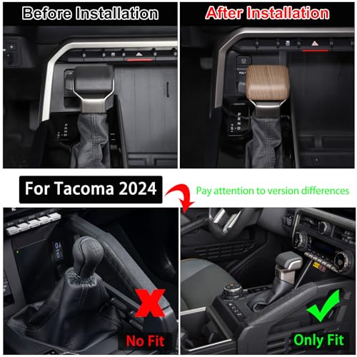 Aunginsy Car Gear Shifter Hand Brake Cover Trim Compatible with Toyota Tundra 2022+, Sequoia 2023+ & Tacoma 2024+, ABS Automatic Center Console Gear Shift Head Knob Scratch Protector Cover Accessories - color: Pear Wood Grain Pattern(A)
