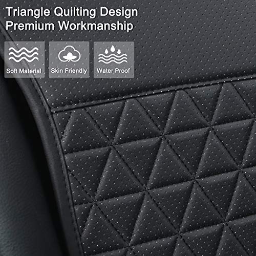 Black Panther 1 Pair Luxury PU Car Seat Covers Protectors for Front Seats, with Partial Backrest Coverage (Middle Part Only), Triangle Pattern, Compatible with 95% Cars - Black - color: Triangle Pattern - Black