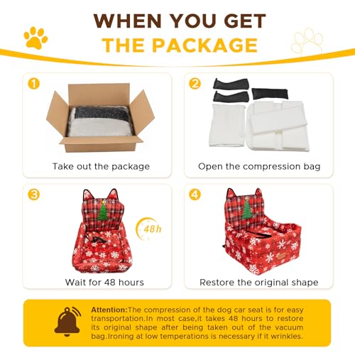 Dog Booster Car Seats for S/M Dogs Up to 35lbs,Pet Car Seat/Travel Bed with Washable&Removable Cover,Storage Pockets,Dog Safety Belt and Elevated Cushion Fits in Front/Back Seat - color: Red