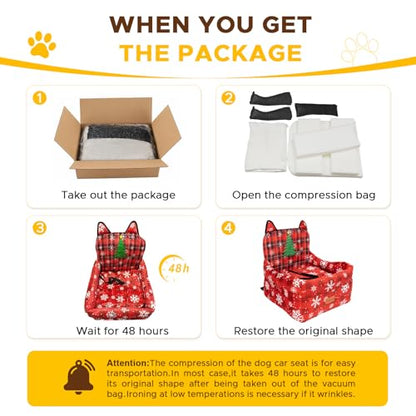Dog Booster Car Seats for S/M Dogs Up to 35lbs,Pet Car Seat/Travel Bed with Washable&Removable Cover,Storage Pockets,Dog Safety Belt and Elevated Cushion Fits in Front/Back Seat - color: Red