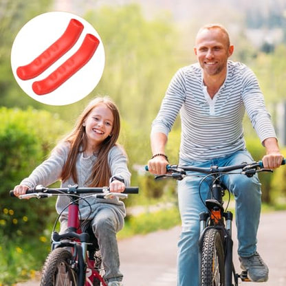 HARFINGTON 1 Pair Bike Brake Lever Cover Silicone Brake Lever Grip Protector Anti-Slip Brake Handle Protection Covers Sleeve for Mountain Road Bike Cycling, Red - color: Red