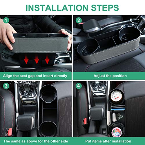 Car Seat Organizer Cup Drink Holders,Multifunctional Gap Filler Storage Box,Insert Organization Helps Reduce Distracted Driving&Holds Phone Mount Mug Bottle Cellphones Coasters Wallet Cards (Gray) - color: UGBD-Gray