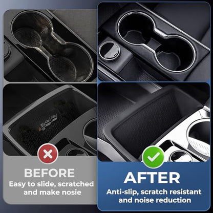 Cup Holder Insert & Wireless Charging Protective Mat for Chevrolet Equinox 2026 2025(Not for EV) Interior Accessories Cup Holders & Wireless Charger Cover Pad for Chevy Equinox 2025-2026, Black - style: Fits for 2025-2026 Equinox (Not for EV)