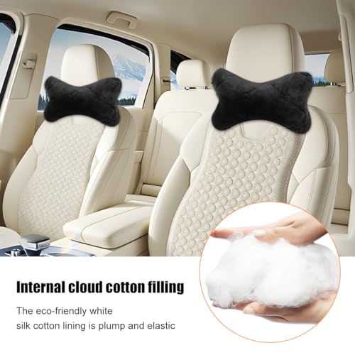 2PCS Car Headrest Pillow, Comfortable Ergonomic Design Vehicle Seat Neck Pillow for Driving Fatigue Relief, Soft Breathable Automotive Interior Head Rest Cushion Pad, Universal Fit (Black) - color: Black