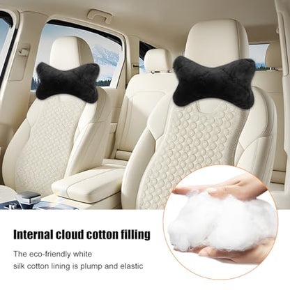 2PCS Car Headrest Pillow, Comfortable Ergonomic Design Vehicle Seat Neck Pillow for Driving Fatigue Relief, Soft Breathable Automotive Interior Head Rest Cushion Pad, Universal Fit (Black) - color: Black