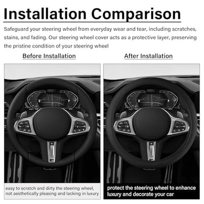Black Mesh Steering Wheel Cover, Universal 15 inch, Elastic Stretch Microfiber Breathable Ice Silk Cover, Anti-Slip, Odorless, Sweat Absorption, Warm in Winter and Cool in Summer - color: Mesh Black