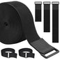 1.5In x 32Ft Cable Straps Heavy Duty With 40 Buckles, Black Hook and Loop Straps, Reusable Cable Ties for Organizer or Storage - size: 1.5In x 32Ft