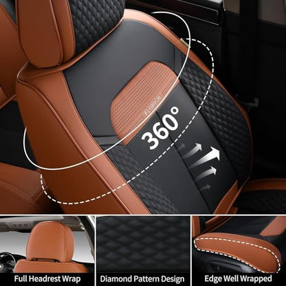 Car Seat Covers Front Set, Black Car Seat Cover, Breathable Premium Leather Seat Covers, Automotive Vehicle Seat Covers for Cars Trucks Vans SUVs Sedans (Brown&Black) - color: Brown&Black, size: Frontpair