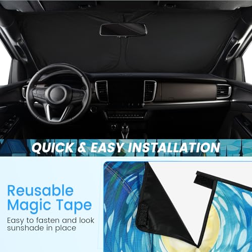Sun Shade for Car Windshield, Foldable Universal Car Windshield Upgrade Sunshade Enhanced UV Rays - color: Bule Starry Sky