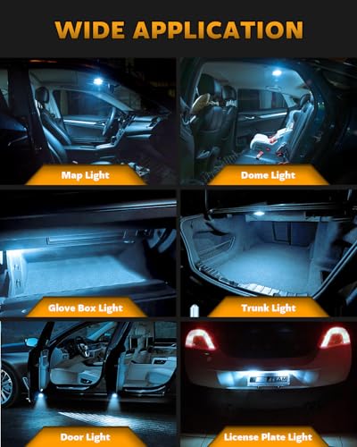 Zakolak 24PCS LED Interior Car Lights, Extremely Bright LED Bulb Kit, Applicable to Dome Map Door Lights and Other Parts Replacement for Your Cars, to Help You See Inside The Car at Night（Ice Blue） - color: Ice Blue