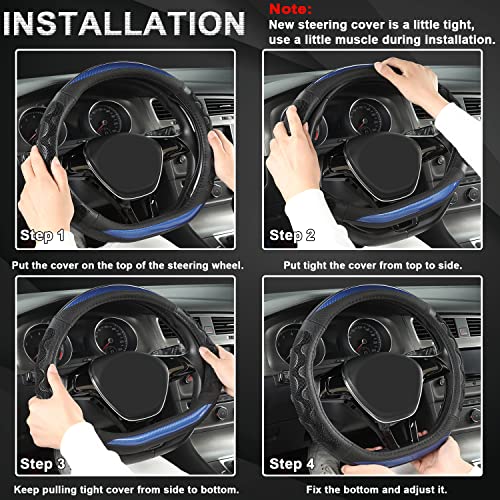 GIANT PANDA Steering Wheel Cover for Nissan Altima Rogue - Car Steering Wheel Cover for Nissan D Shape(Blue-D-Shaped) - color: Blue