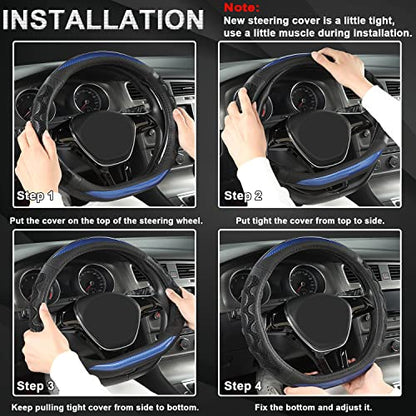 GIANT PANDA Steering Wheel Cover for Nissan Altima Rogue - Car Steering Wheel Cover for Nissan D Shape(Blue-D-Shaped) - color: Blue