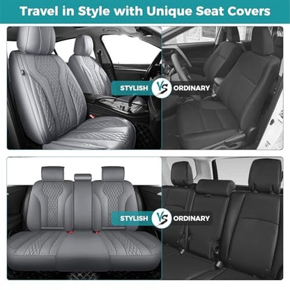 Leather Car Seat Covers Full Set, Breathable Faux Leather Seat Covers for Cars SUV Sedan Waterproof Grey - color: Grey