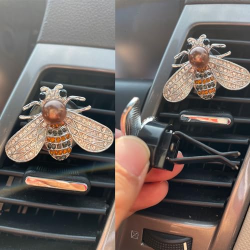 2Pcs Car Air Vent Clip,Bling Crystal Cute Bee Car Air Vent Clips, Car Air Conditioning Outlet Clip Decorative,Rhinestone Car Decoration for Women Interior Decor Bling Car Accessories