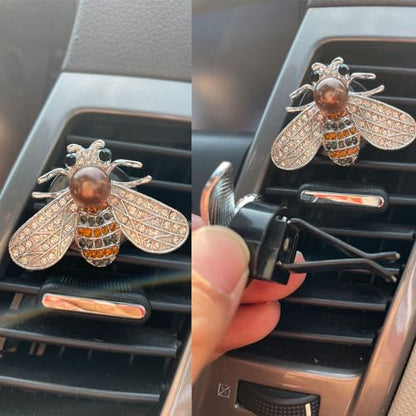 2Pcs Car Air Vent Clip,Bling Crystal Cute Bee Car Air Vent Clips, Car Air Conditioning Outlet Clip Decorative,Rhinestone Car Decoration for Women Interior Decor Bling Car Accessories
