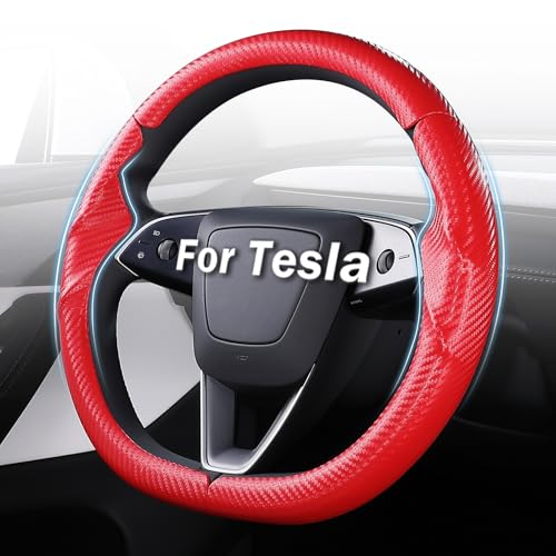 Steering Wheel Cover for Tesla Model 3 Highland(2024-Present)/ Model Y Juniper(2025-Present),Anti-Slip,Comfortable Grip,Breathable,Customized for Tesla Model 3/Y Accessories,Matte Red - color: Matte Red, size: For Model 3 (2024-2026) / Model Y (2025-2026)