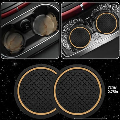 NBTEPEM 6 PCS Car Steering Wheel Cover Set, Microfiber Leather Steering Wheel Covers Universal 14.5-15 inch, Center Console Cover, Seat Belt Cushion, Cup Holder Coaster, Car Accessories Set Beige - color: Black with beige, size: Steering Wheel Cover Set
