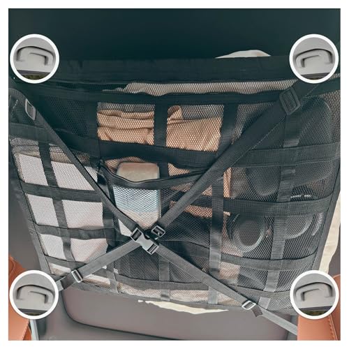 Car Ceiling Cargo Net with 2 Pockets - 35.4"x25.5" Cross-Strap Reinforced Double-Layer Mesh Organizer, Adjustable for SUVs - Road Trips, Camping, Commuting Storage Organization - Black - size: 35.4"x25.6"-Black