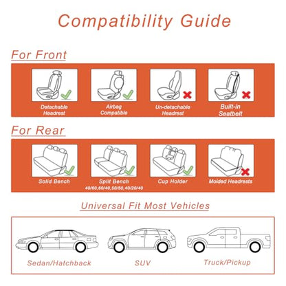 BEITK Leather Car Seat Covers Full Set,Unique Rear Design Easy to Install Car Seat Cover Protectors,Universal Full Surround Front Back Auto Seat Cover,Car Seat Cover for Sedan Cars Pick-up Trucks SUV - color: Seat Cover Full Set Black