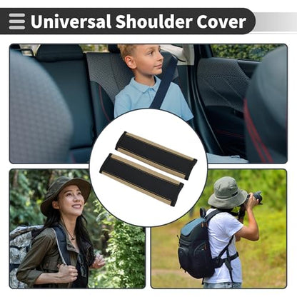 Black Beige Seat Belt Cover Pad Faux Leather 24cm Seatbelt Strap Cushion Shoulder Padding 2 Pcs - color: Black,Beige
