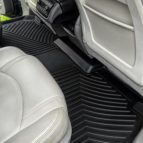 OEDRO Floor Mats Fit for 2008-2020 Dodge Grand Caravan/2008-2016 Chrysler Town & Country (Stow'n Go Only), TPE All-Weather Guard Includes 1st, 2nd and 3nd Row Full Set Liners, Black