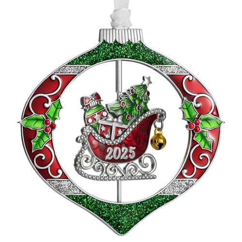 Laraine Christmas Tree Ornaments – 2025 Decorative Rotation Hanging Pendant of Car Charm Holiday Keepsake Gift Home Decor (Sleigh (2025)) - color: Sleigh (2025)