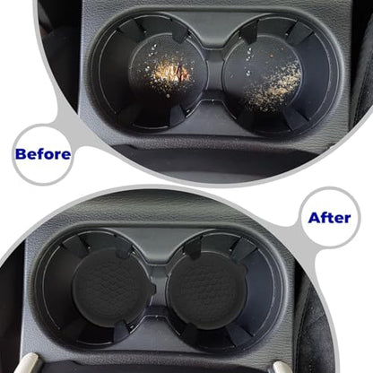 4 PCS Car Cup Coasters, Universal Cup Holder Coaster for Car, Car Accessories Interior for Women and Man, Bling CupHolders Insert for Women Non-Slip Silicone Car Cup Holder Coasters