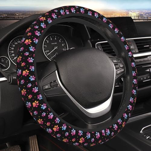 Animal Paws Elastic Steering Wheel Cover Non-Slip Breathable Steering Wheel Protector Fit Auto, SUVs, Truck - color: Animal Paws