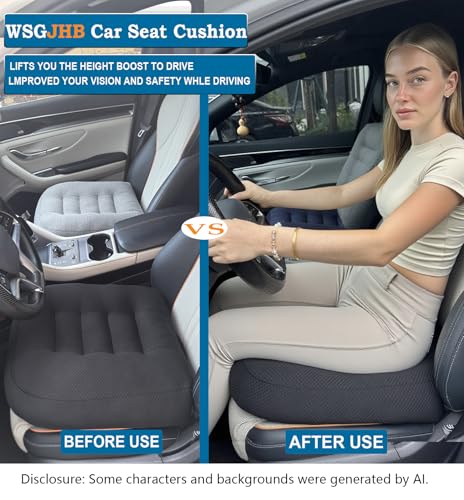 WSGJHB Office Chair Cushion Pillow Adult Car Booster Seat Cushions for Short People Effectively Increase Field of View Lower Back Fatigue Relief, for Cars Office Home Anti-Slip 18x18x4.7 inch Black - color: Black