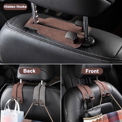 Amelity Universal Car Headrest Hooks, Women’s Car Interior Accessories for Purses Handbags Grocery & Backpacks, Black 2 Pack - color: Black