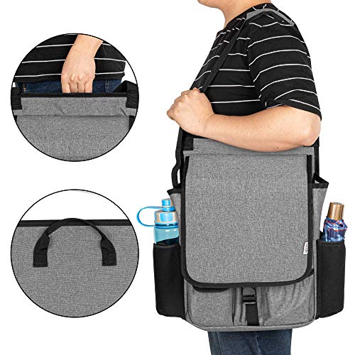 LUXJA Car Front Seat Organizer with Cover and Laptop Sleeve, Car Seat Organizer with Back Adjustable Straps, Gray - color: Gray