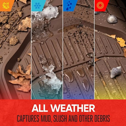 Motor Trend 943-BW FlexTough Defender Car Floor Mats -Next Generation Deep Dish Heavy Duty Contour Liners for Car SUV Truck & Van-All Weather Protection, Trim to Fit Most Vehicles (Brown) - color: Brown, style: FlexTough NextGen