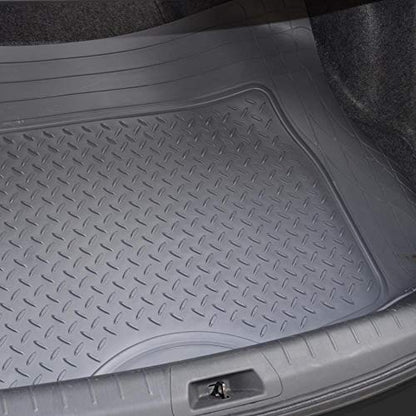 BDK Cat® CAMT-9014 (4-Piece) Large Deep Dish Rubber Car Floor Mats with Trunk Cargo Liner, Universal Trim to Fit Front & Rear Combo Set for Car Sedan SUV Van, Heavy Duty All Weather - color: Gray
