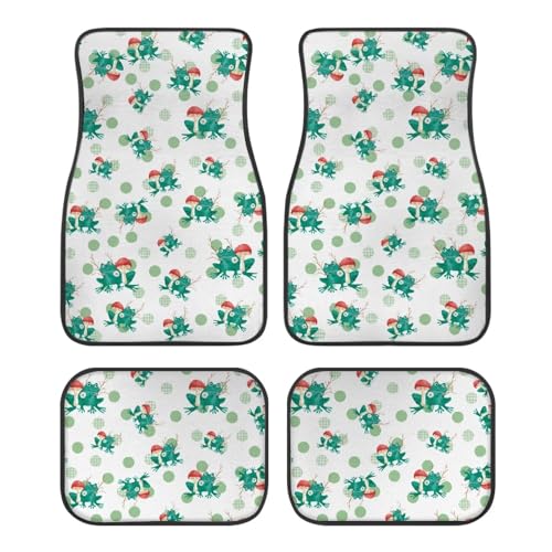Auto Front & Rear Floor Carpets Mushroom Frog Green Dots Car Floor Mats 4 Pieces Set Universal Fit 95% Automotive,SUVS,Sedan,Vans - color: Mushroom Frog Green Dots