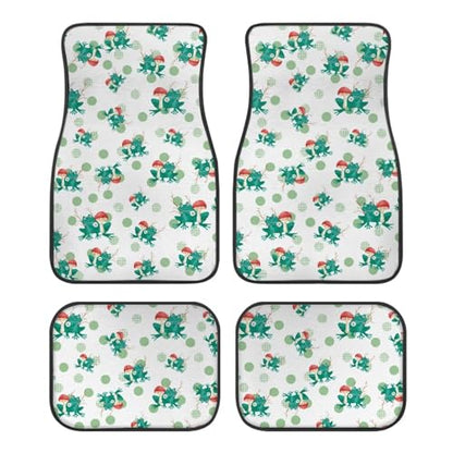 Auto Front & Rear Floor Carpets Mushroom Frog Green Dots Car Floor Mats 4 Pieces Set Universal Fit 95% Automotive,SUVS,Sedan,Vans - color: Mushroom Frog Green Dots