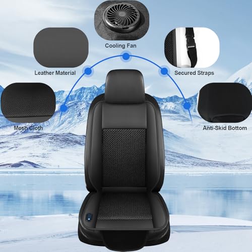 Cooling Car Seat Cushion – 3 Speeds Adjustable Ventilated Car Seat Cover for Cars Without AC, Breathable Automotive Cooling Seat Covers for Cars, 12V Plug & Play, Black (1 Pack) - color: BLACK
