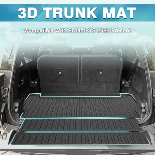 Mixsuper Cargo Liner for 2022-2025 Rivian R1S Cargo Mat Backrest Mat for R1S All Weather Trunk Mat Backrest Mat TPE for R1S Accessories Includes 3PCS Set - size: 22-25 |R1S| Cargo & Backrest Mat
