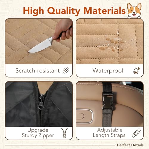 Dog Car Seat Cover for Back Seat, 900D Heavy-Duty Oxford Cloth Pet Car Seat Cover with Hard Bottom, Waterproof Dog Hammock for Car, Dog Car Seat Protector Scratch Proof Nonslip, Holds 400lbs